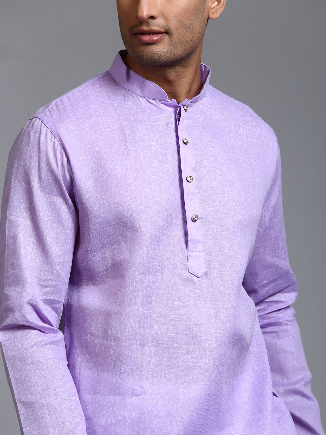 VASTRAMAY Men's Purple Cotton Kurta Pyjama Set