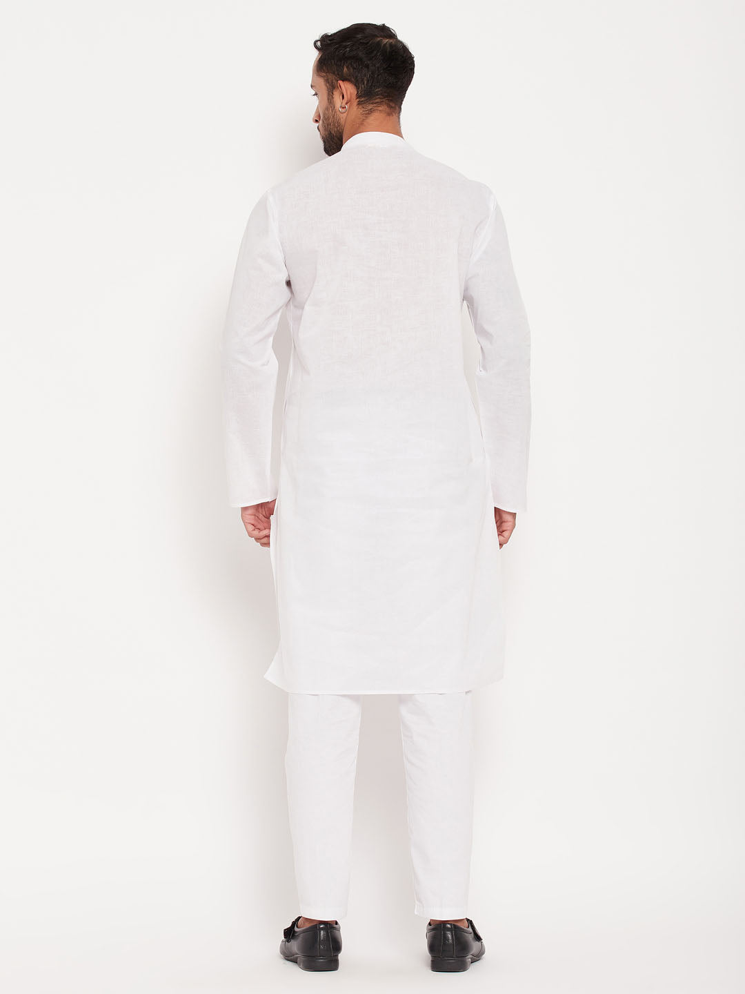 vastramay mens white kurta and pant style pajama set