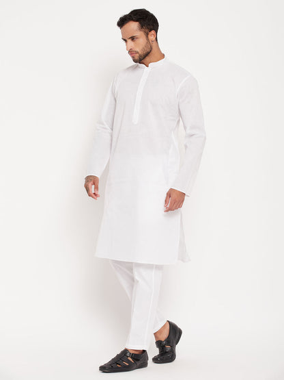 vastramay mens white kurta and pant style pajama set