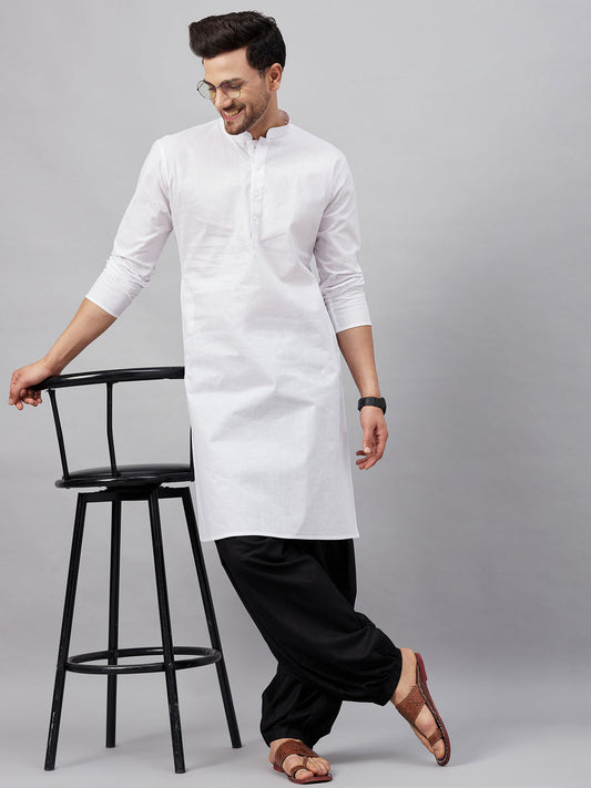 Vastramay mens white kurta and black patiala et