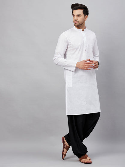 Vastramay mens white kurta and black patiala et