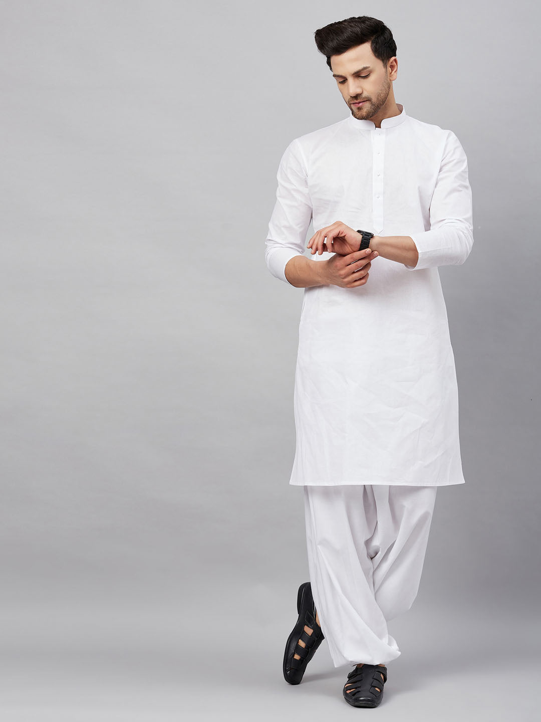 Vastramay mens white kurta and white patiala set