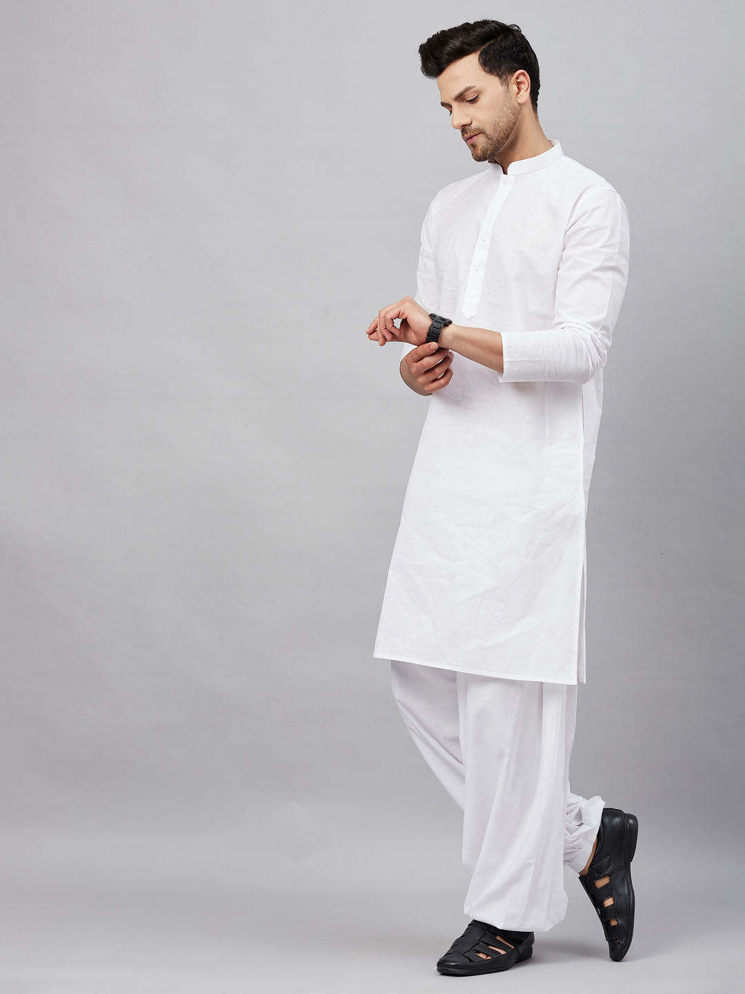 Vastramay mens white kurta and white patiala set