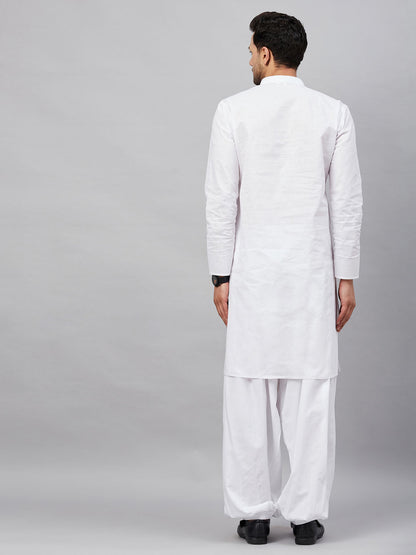 Vastramay mens white kurta and white patiala set