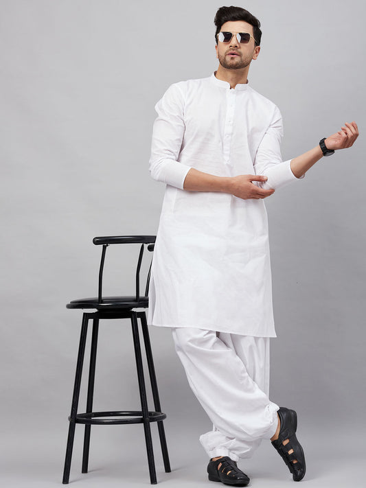 Vastramay mens white kurta and white patiala set