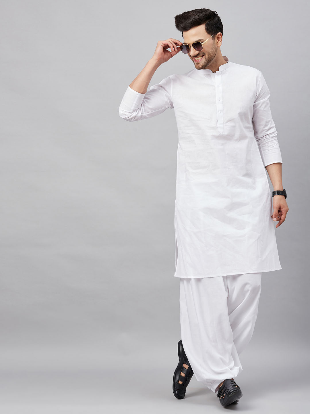 Vastramay mens white kurta and white patiala set