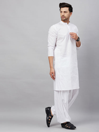 Vastramay mens white kurta and white patiala set