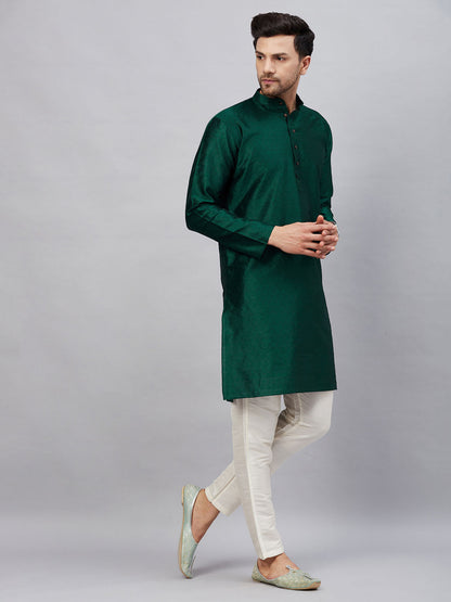 Vastramay mens green woven kurta with pant set