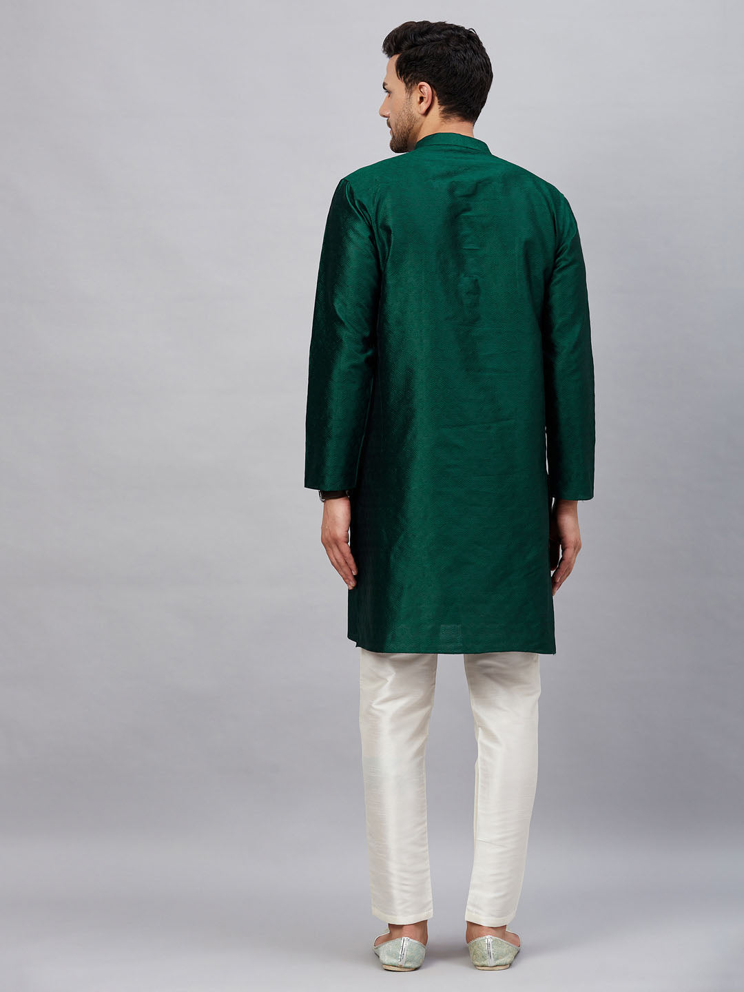 Vastramay mens green woven kurta with pant set
