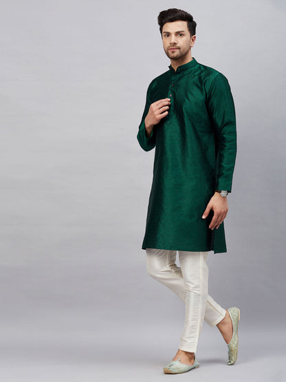 Vastramay mens green woven kurta with pant set