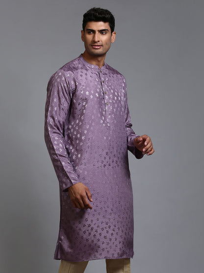 Vastramay Men's Purple Jacquard Kurta