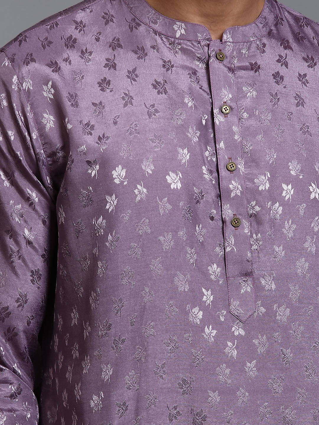 Vastramay Men's Purple Jacquard Kurta