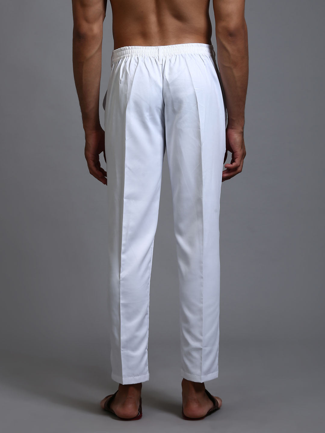 VASTRAMAY Men's White Cotton Pant Style Pyjama