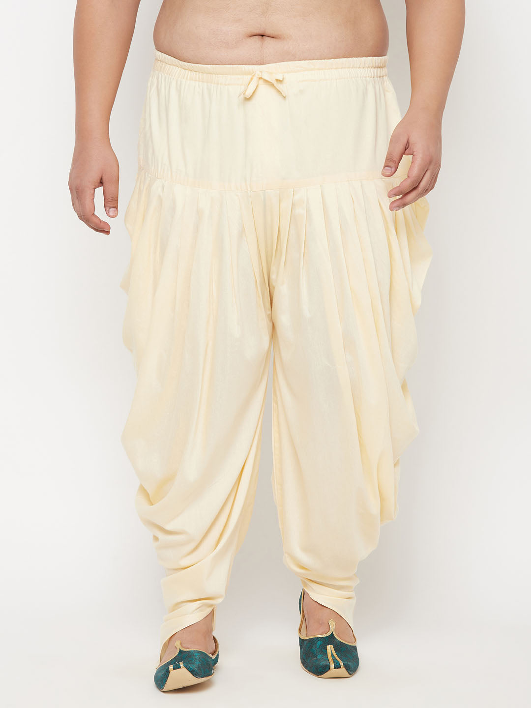 Vastramay mens plus size gold solid cowl dhoti pants