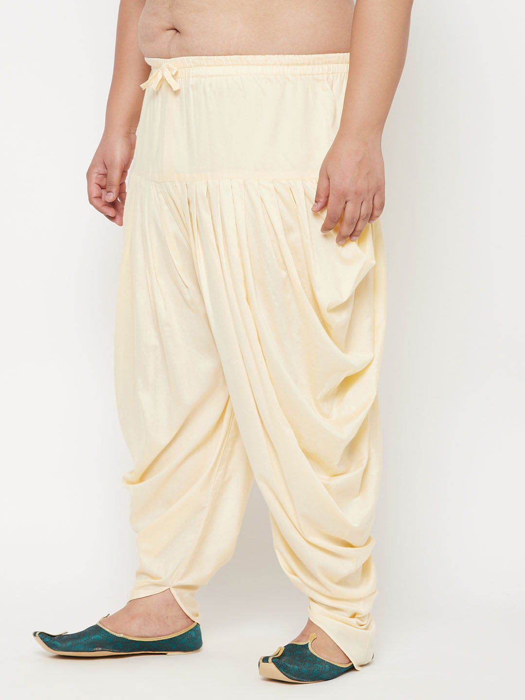 Vastramay mens plus size gold solid cowl dhoti pants