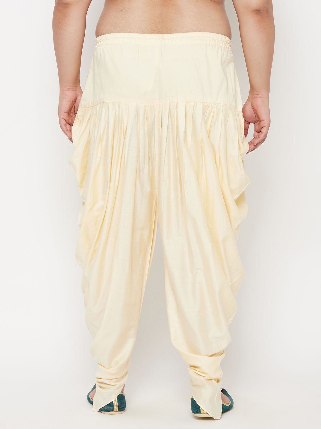 Vastramay mens plus size gold solid cowl dhoti pants