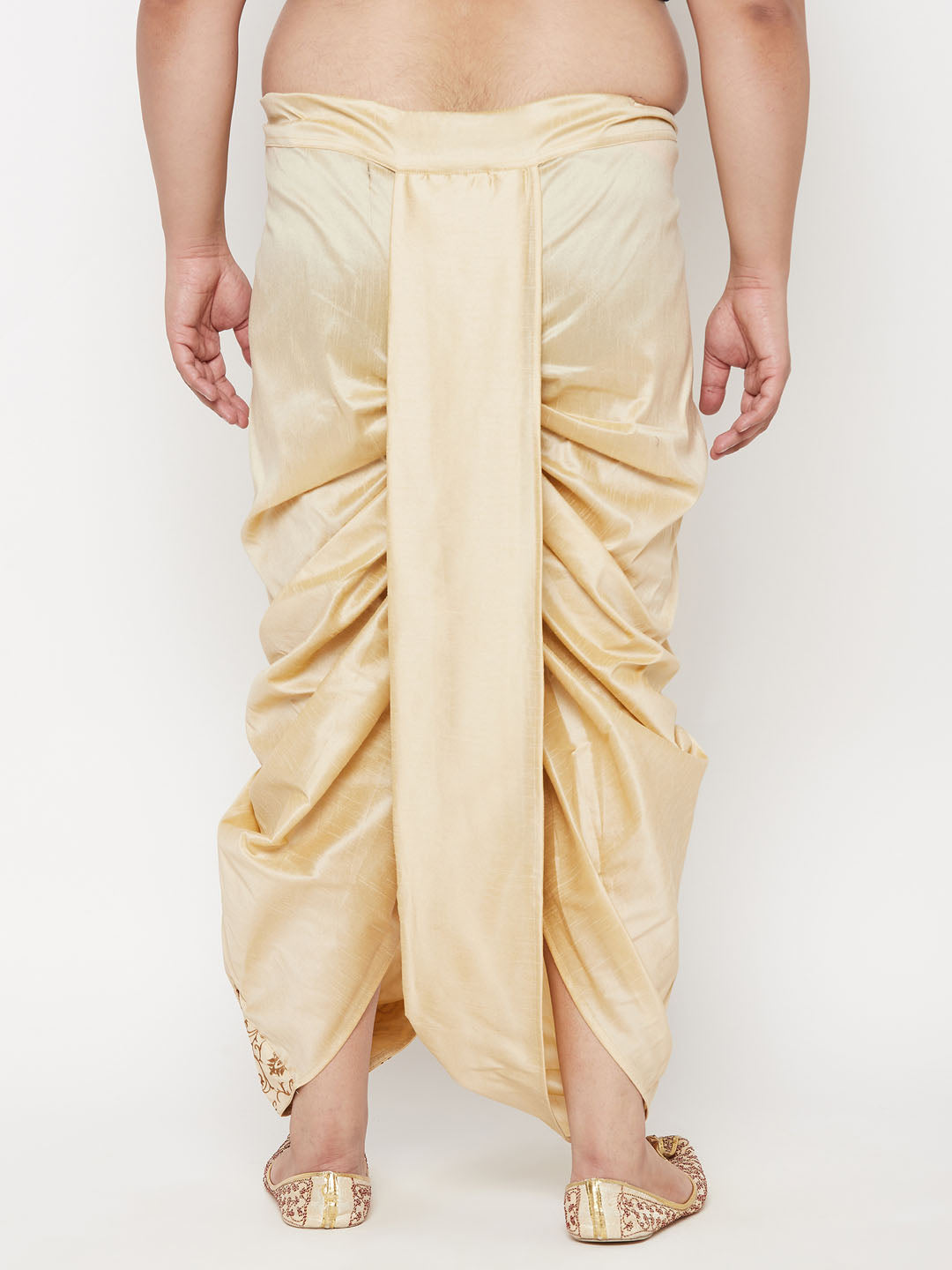 Vastramay mens plus size gold cotton blend embroidered traditional dhoti 1