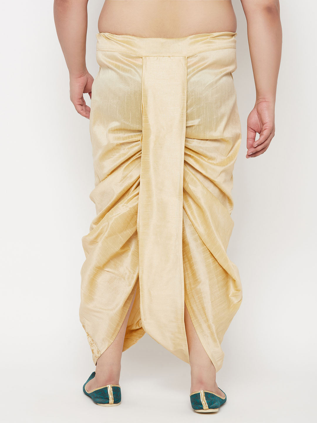 Vastramay mens plus size gold cotton blend embroidered traditional dhoti