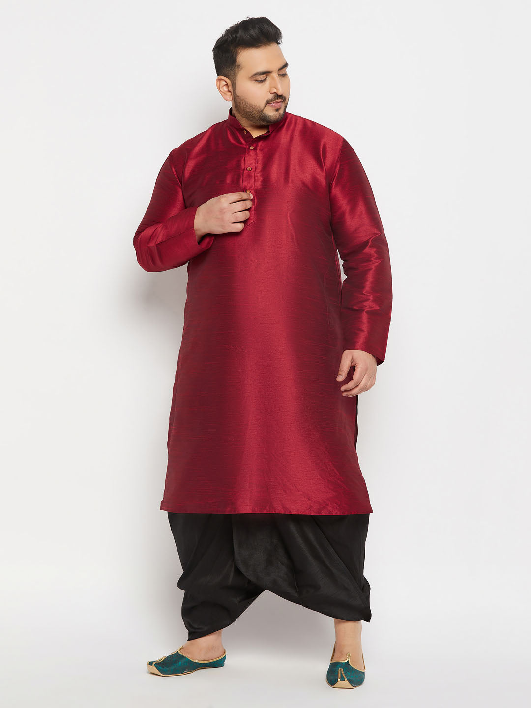 vastramay mens plus size black cotton blend solid traditional dhoti