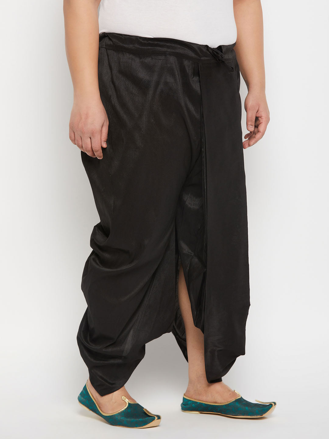 vastramay mens plus size black cotton blend solid traditional dhoti