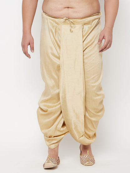 Vastramay mens plus size gold cotton blend solid traditional dhoti