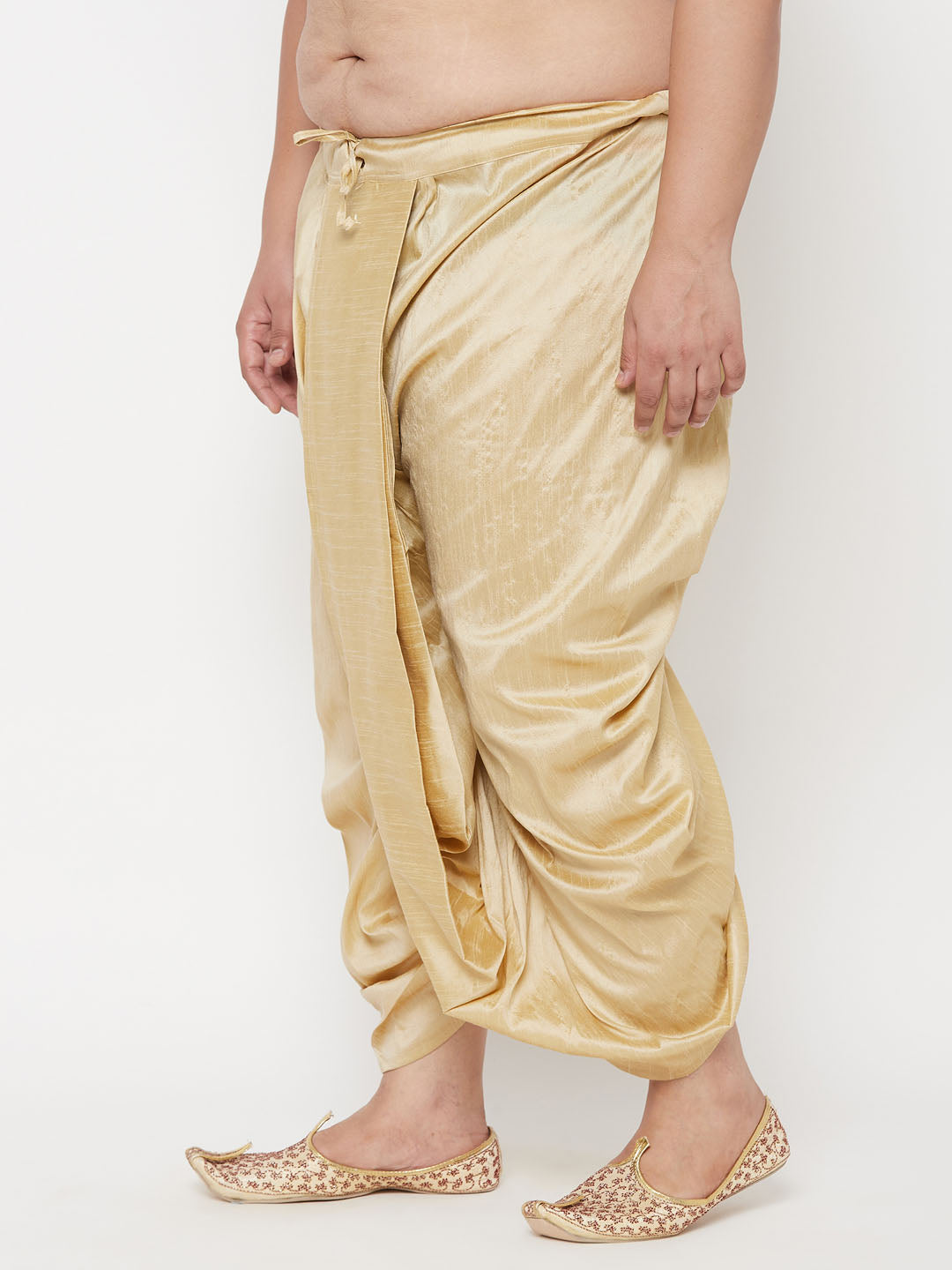 Vastramay mens plus size gold cotton blend solid traditional dhoti