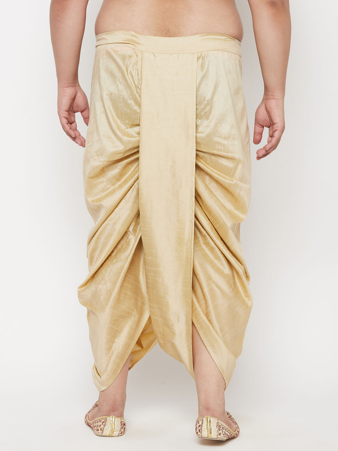 Vastramay mens plus size gold cotton blend solid traditional dhoti