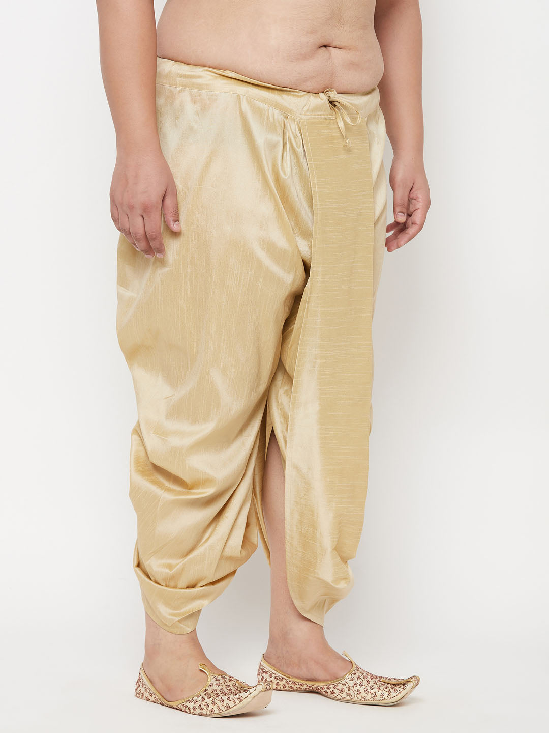 Vastramay mens plus size gold cotton blend solid traditional dhoti