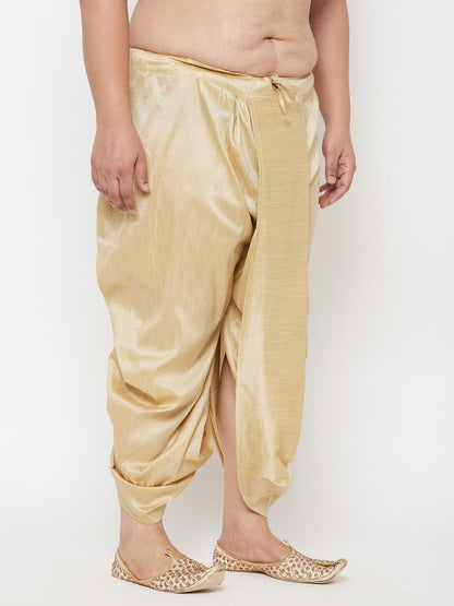 Vastramay mens plus size gold cotton blend solid traditional dhoti