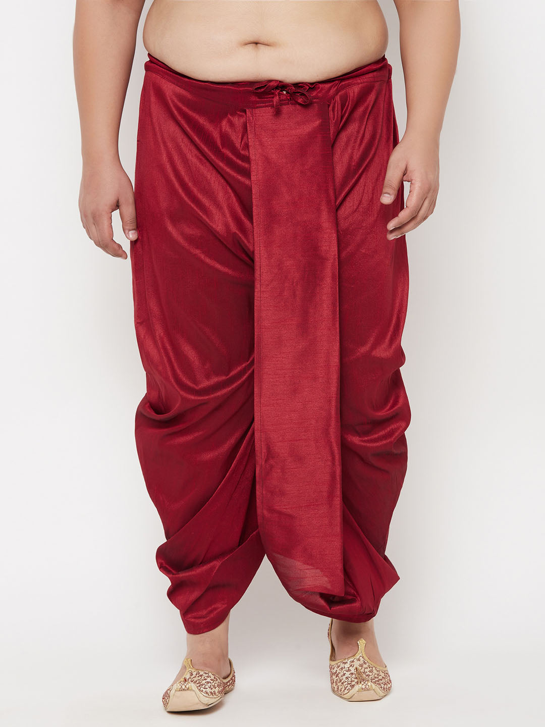 Vastramay mens plus size maroon cotton blend solid traditional dhoti