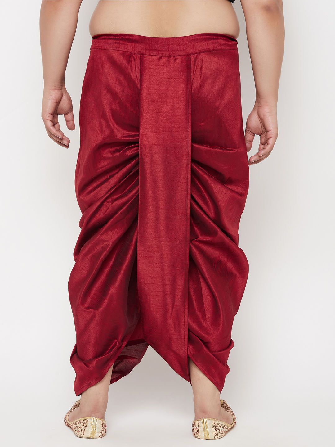 Vastramay mens plus size maroon cotton blend solid traditional dhoti