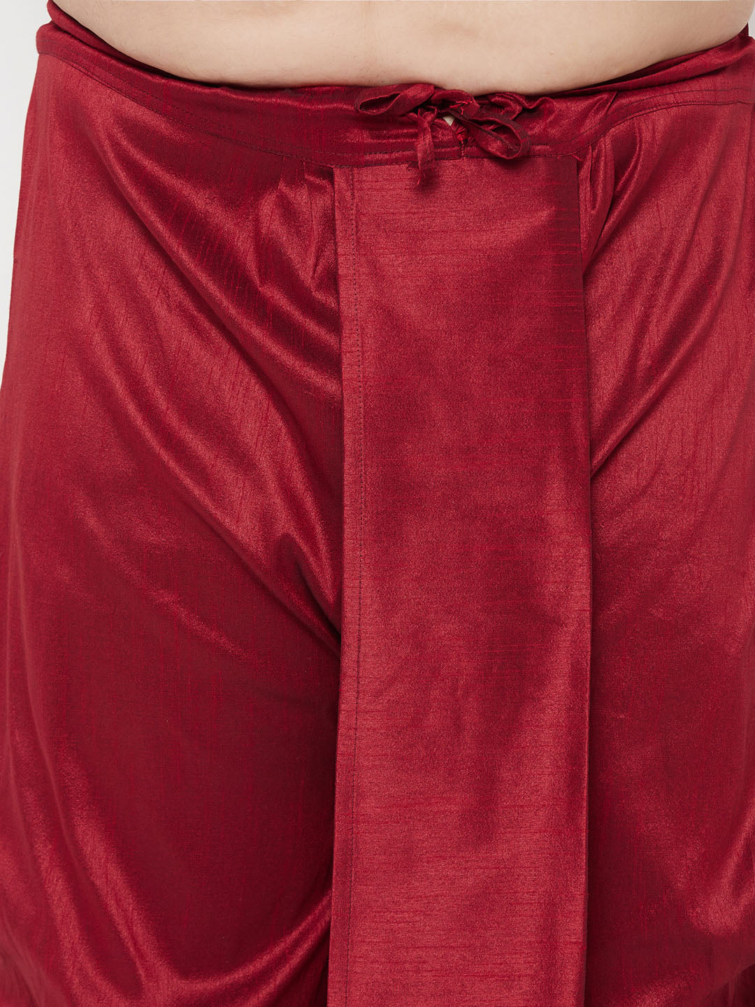 Vastramay mens plus size maroon cotton blend solid traditional dhoti