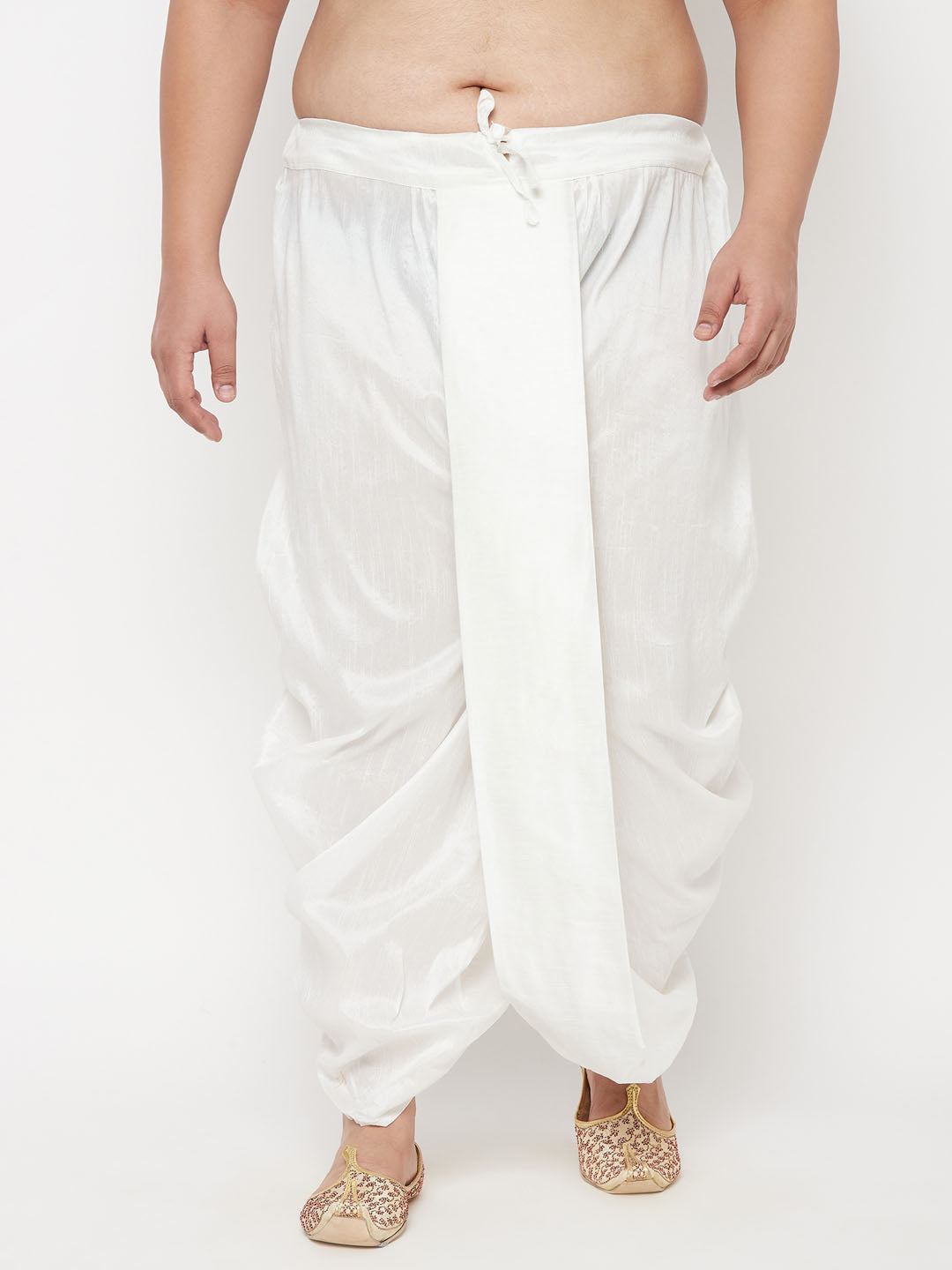 Vastramay mens plus size white cotton blend solid traditional dhoti