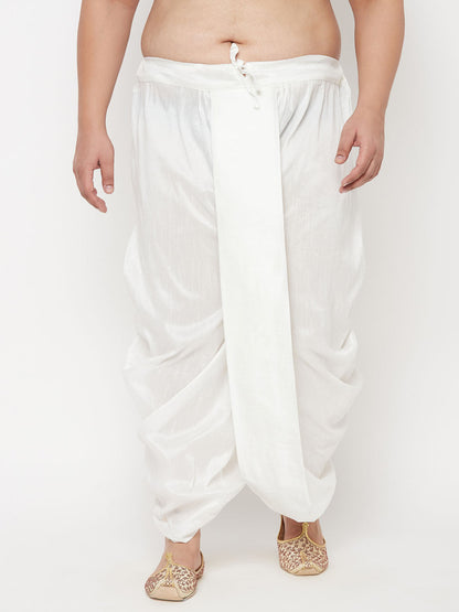 Vastramay mens plus size white cotton blend solid traditional dhoti