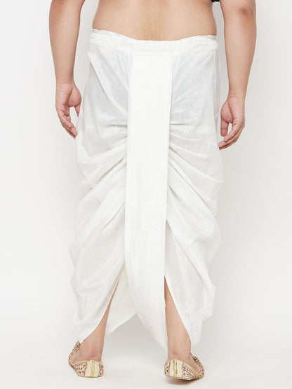 Vastramay mens plus size white cotton blend solid traditional dhoti