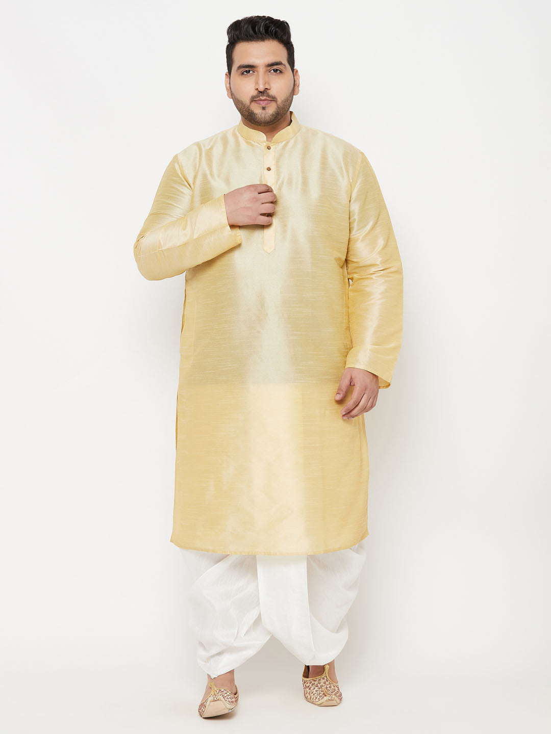 Vastramay mens plus size white cotton blend solid traditional dhoti