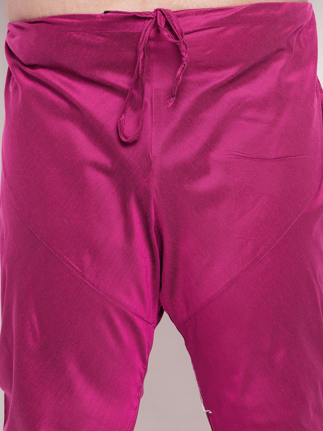 Vastramay mens plus size pink floral printed jacket with fuchsia color solid kurta pyjama set