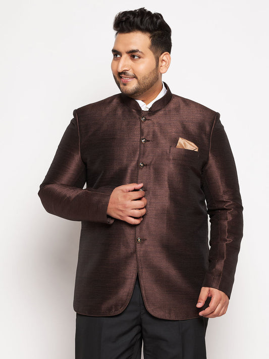 Vastramay plus size mens coffee silk blend jodhpuri