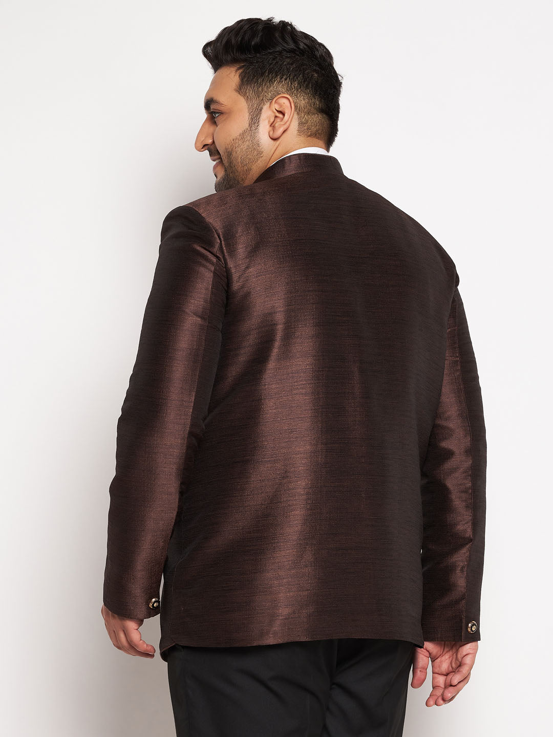 Vastramay plus size mens coffee silk blend jodhpuri