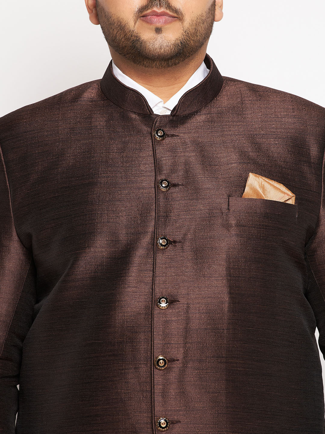 Vastramay plus size mens coffee silk blend jodhpuri