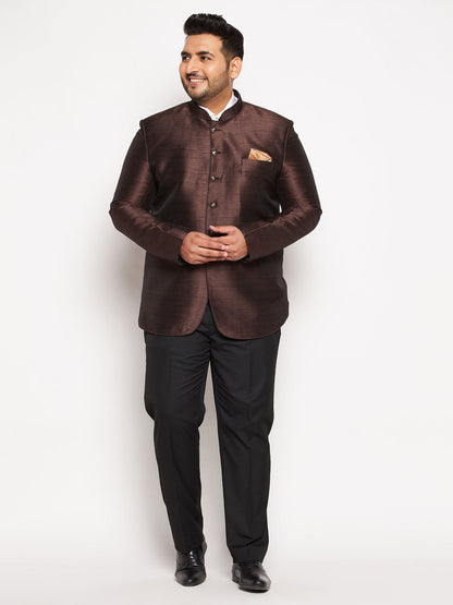 Vastramay plus size mens coffee silk blend jodhpuri