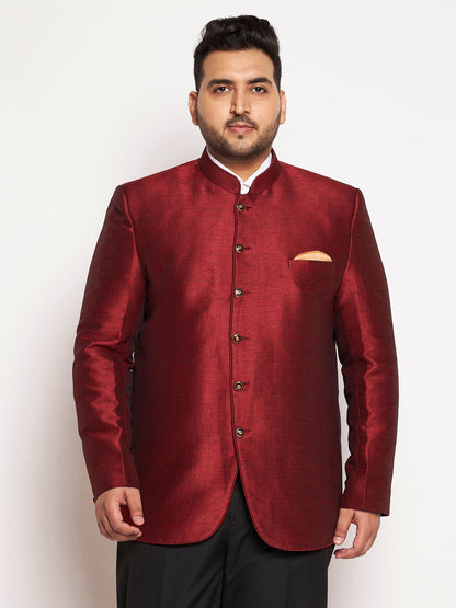 Vastramay plus size mens maroon silk blend jodhpuri