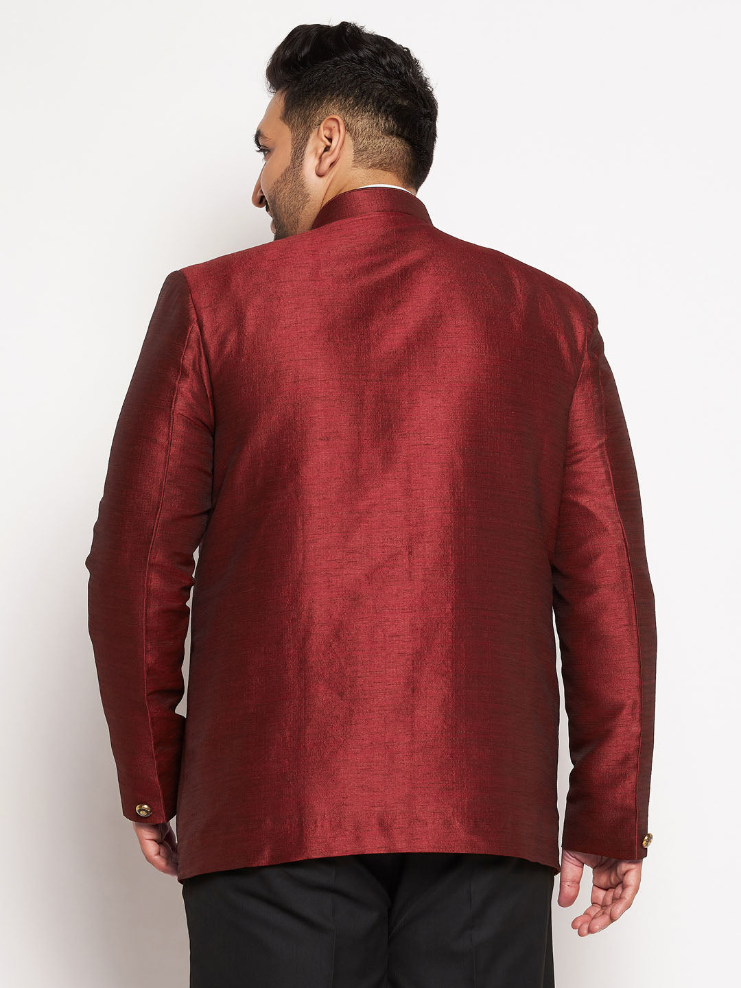 Vastramay plus size mens maroon silk blend jodhpuri