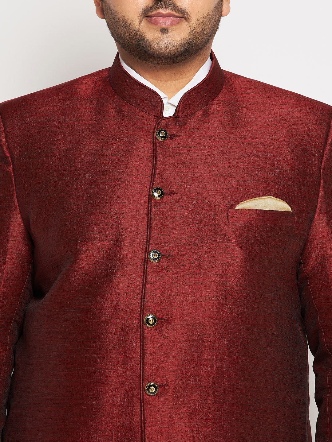 Vastramay plus size mens maroon silk blend jodhpuri