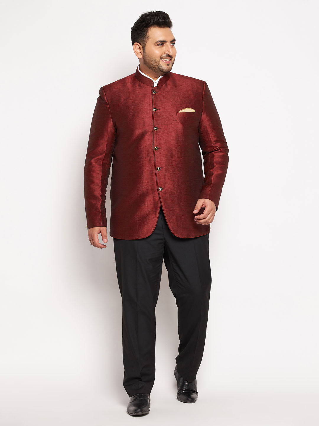 Vastramay plus size mens maroon silk blend jodhpuri