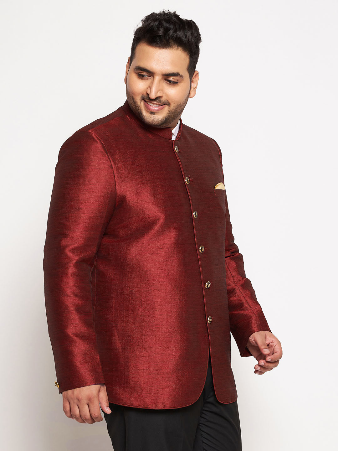 Vastramay plus size mens maroon silk blend jodhpuri