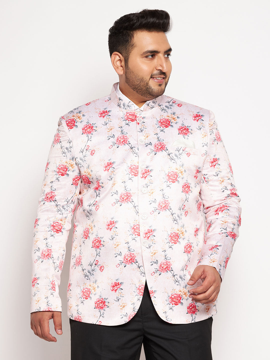 Vastramay plus size mens peach silk blend jodhpuri