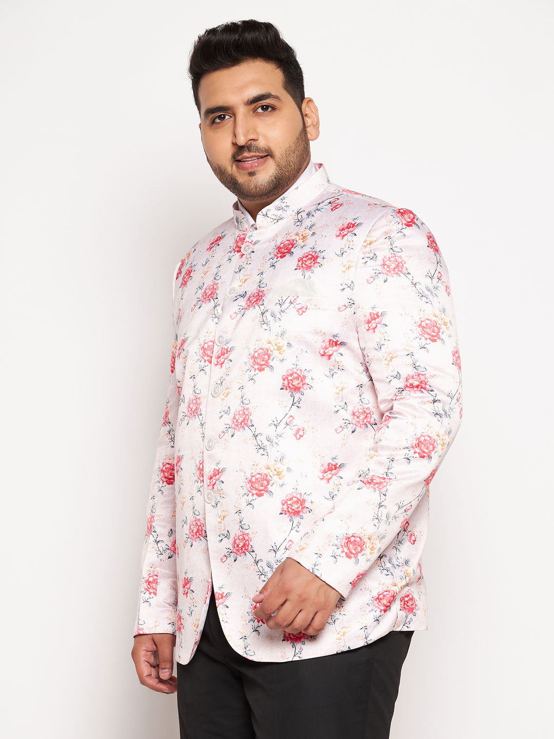 Vastramay plus size mens peach silk blend jodhpuri