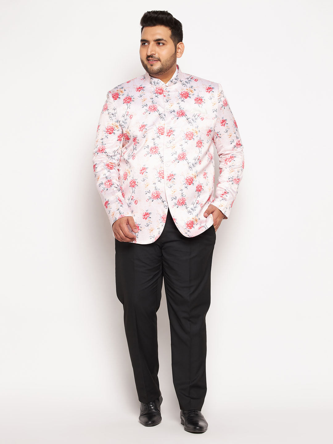 Vastramay plus size mens peach silk blend jodhpuri