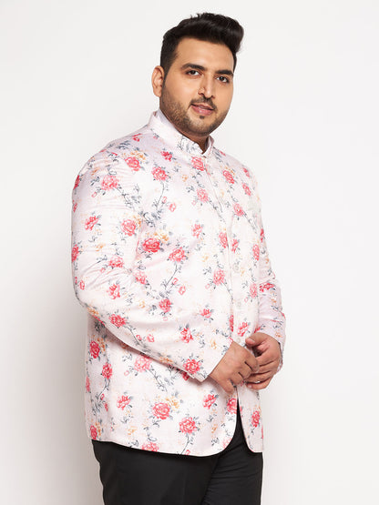 Vastramay plus size mens peach silk blend jodhpuri